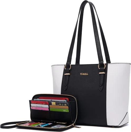 Miniatura 23 de YZAOLL Bolsos para mujer de cuero sintético, medianos y grandes, bolso de hombro, cartera, juego de bolso de mano y billetera