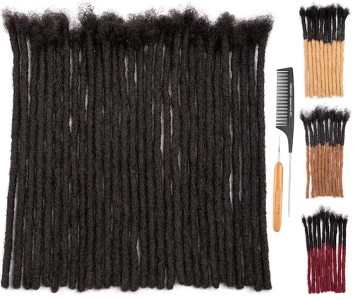 Miniatura 21 de DAIXI 0.2cm y 0.4cm y 0.6cm y 0.8cm de grosor 4-18 pulgadas 10 hebras extensiones de rastas de cabello humano 100% real para hombres/mujeres