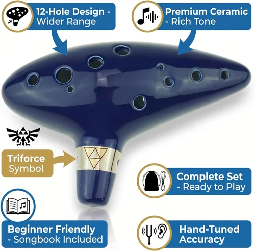 Miniatura 3 de cheffort 12 Agujero Ocarina de Legend of Zelda, alto C Ocarina con bolsa protectora, comprar Zelda Ocarina, 12 Agujero Ocarina Zelda Ocarina