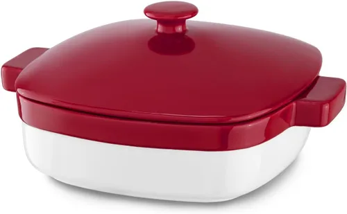 Miniatura 7 de KitchenAid Streamline Ceramic - Cazuela para hornear de 1.9 cuartos de galón, color rojo imperio