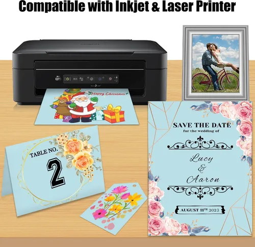 Miniatura 3 de 25 hojas de papel de cartulina azul claro 8.5'' x 11'', 250 g/m²/92 lb papel grueso para álbum de recortes, invitaciones, impresión y tarjetas