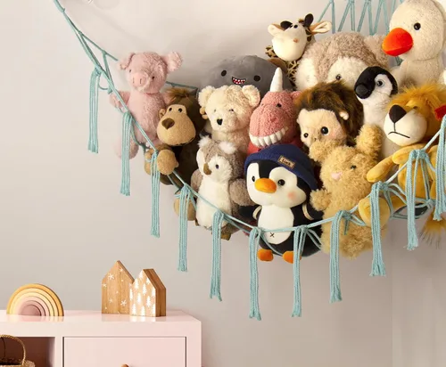 Miniatura 5 de Hamaca para Animales de Peluche - Red Grande para Animales de Peluche para Esquina de Juguetes - Organizador de Almacenamiento Colgante para Azul