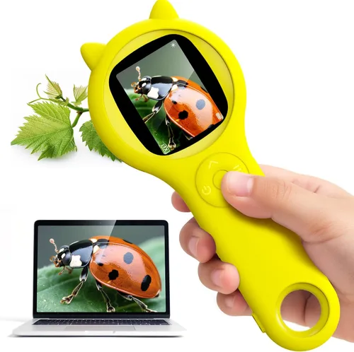 Miniatura 13 de Microscopio de exploración al aire libre para niños, microscopio digital portátil 500X con pantalla IPS de 2 pulgadas, juguete STEM de viaje de Azul