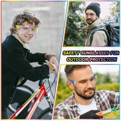 Miniatura 6 de 50 lentes de seguridad unisex a granel de 8 colores transparentes con ANSI Z87.1, resistentes a impactos y arañazos, lentes de sol de seguridad