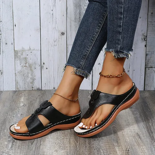 Miniatura 5 de Sandalias planas de verano elegantes para mujer, sandalias ortopédicas para mujer, soporte de arco