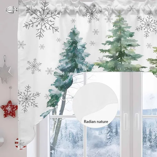 Miniatura 6 de Cortinas de cocina con cenefa de árbol de Navidad, cenefa con bolsillo para barra, paneles de cortina para dormitorio, sala de estar, baño