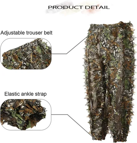 Miniatura 4 de EAmber Traje de Ghillie, Trajes de Gilly para Caza, Pantalones 3D de Camuflaje de Hojas, Overoles de Camuflaje para Jóvenes y Adultos, Ropa Ligera