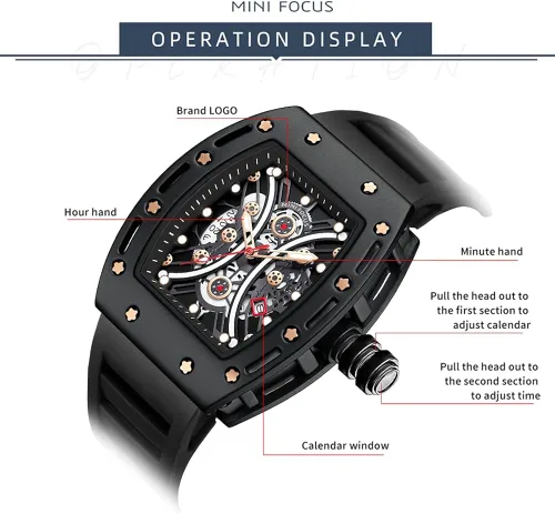Miniatura 7 de MF MINI FOCUS Watch Wristwatch Fashion Hollow Big Dial Luminous Waterproof Sport Analog Quartz Business Mens Watches Silicon Strap Dress Watch