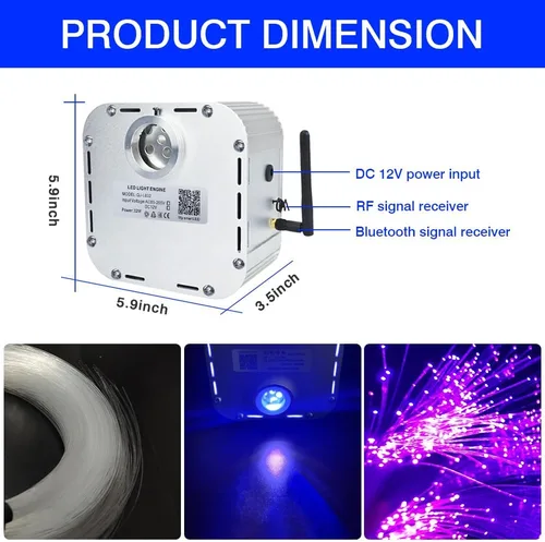 Miniatura 4 de Kit de techo Twinkle Starlight de 32 W, 700 luces de fibra óptica de 0.03 pulgadas, 13.1 pies, luz de techo de estrella, fuente de luz con sensor