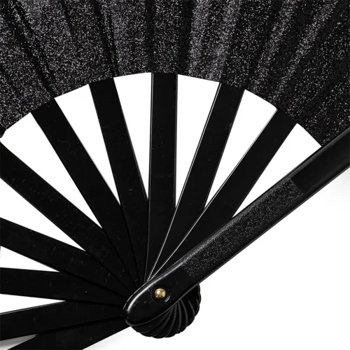 Miniatura 5 de Paquete de 2 ventiladores de mano plegables grandes para fiestas, abanico de mano con purpurina para festivales, ventilador de mano plegable grande