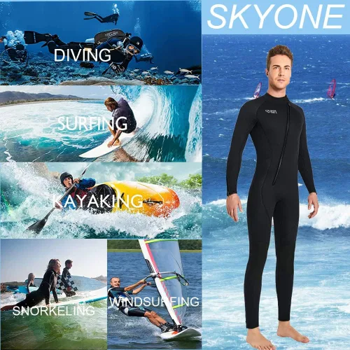 Miniatura 3 de Trajes húmedos para mujeres y hombres, traje de neopreno de cuerpo completo de 3MM, traje de buceo en agua fría, manga larga, cremallera frontal