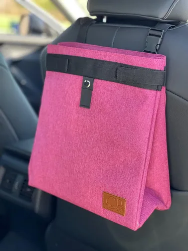 Miniatura 7 de Bolsa de basura para automóvil, organizador extragrande, impermeable y plegable; se cuelga en el reposacabezas, asiento trasero y puerta lateral