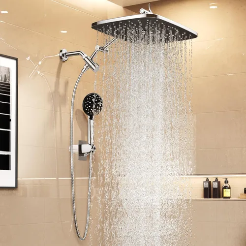 Miniatura 9 de Veken Cabezal de ducha de lluvia de 11.8 pulgadas con mano, ducha de mano de alta presión con múltiples modos de pulverización, combo de lluvia