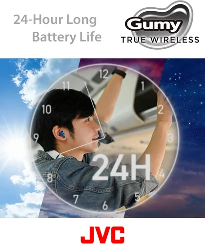Miniatura 6 de JVC Gumy - Auriculares inalámbricos verdaderos, Bluetooth 5.3, funda de carga, reproducción de 24 horas, IPX4 resistente al agua, cómodo ajuste