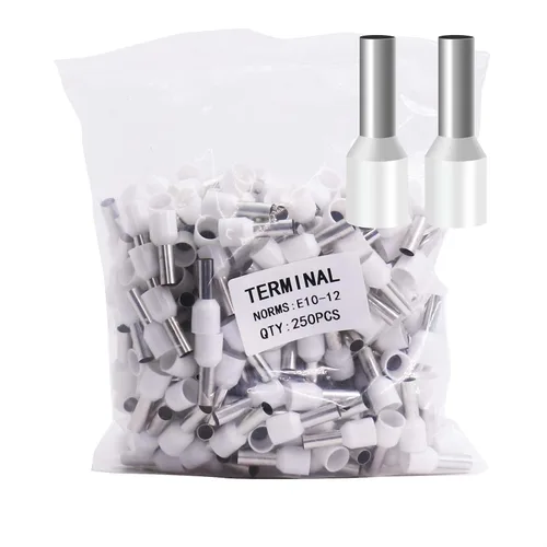 Miniatura 35 de Fidioto AWG12 Casquillos de Alambre Terminales, juego de 250 piezas AWG12 Conector de Terminal de Alambre con Pin Aislado para Terminales de Punta