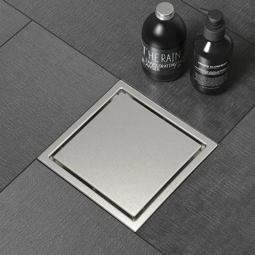 Miniatura 51 de ELLO&ALLO - Drenaje de piso de ducha con brida, rejilla extraíble de patrón cuadrado de 6 pulgadas cuadradas, acero inoxidable SUS 304, color negro