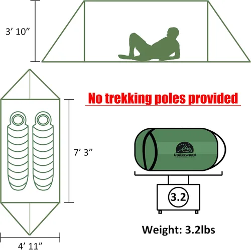 Miniatura 3 de 2-Person Trekking Pole Tent for Backpacking - Ultralight A-Frame Backpacking Tent, Two Person Waterproof Hiking Tent for Camping, Lightweight