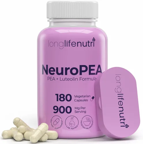 LongLifeNutri NeuroPEA (Palmitoiletanolamida + luteolina 800 mg/100 mg) - Suplemento orgánico para el rendimiento nervioso, 180 cápsulas
