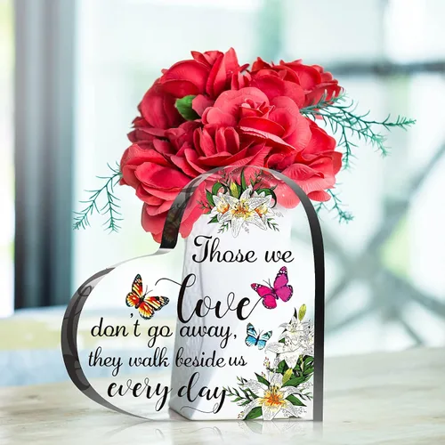 Miniatura 6 de Blulu Regalo conmemorativo de corazón de cristal de cristal, regalo conmemorativo de duelo y condolencias, decoraciones de mesa de condolencias