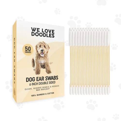We Love Doodles Hisopos largos de algodón para orejas de perro, hisopos de algodón de doble cara para perros, herramienta de bolas limpiadoras de