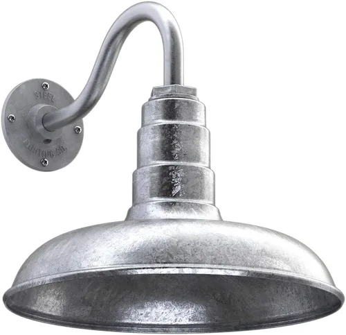 Miniatura 15 de Steel Lighting Co. Topanga - Luz de granero Montaje en pared al aire libre Domo de 14 pulgadas Cuello de cisne de 11 pulgadas Luz de garaje