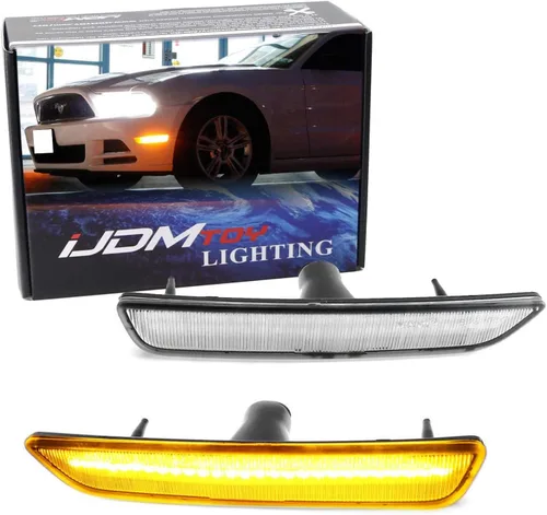 Miniatura 10 de iJDMTOY Juego Completo de Luz LED de Marcador Lateral con Lente Ahumada 27-SMD Blanca, Compatible con Parachoques Delantero Ford Mustang 2010-2014
