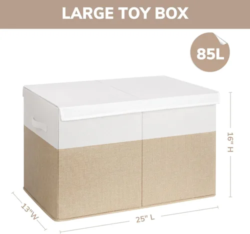 Miniatura 4 de INDRESSME Caja de juguetes de 25 x 13 x 16 pulgadas, organizador de almacenamiento de juguetes con tapa, plegable, resistente, contenedor