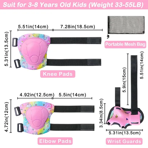Miniatura 7 de FIODAY Rodilleras para Niños Conjunto de Equipo Protector Ajustable Rodilleras y Coderas para Niños con Protector de Muñeca para Niñas Patines