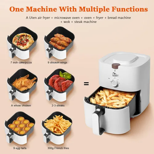 Miniatura 2 de Freidora de aire compacta de 4.2 cuartos de galón, freidora de aire de 4 litros y 1500 W, olla para pizza con circulación de aire rápida