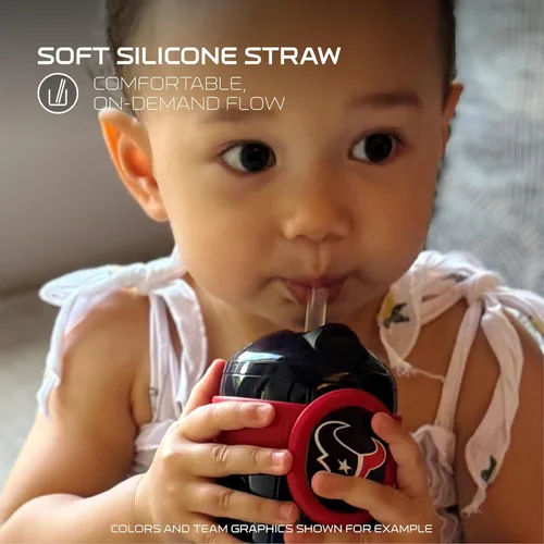 Miniatura 5 de Smilo Vaso con popote de Arizona Cardinals con licencia oficial de la NFL, para bebés y niños pequeños, con popote de silicona ponderado y capacidad