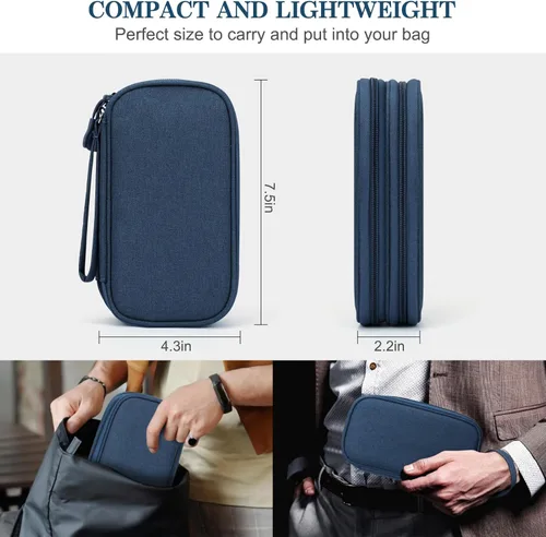 Miniatura 2 de FYY Organizador electrónico, organizador de cables de viaje, bolsa de transporte para accesorios electrónicos, portátil, impermeable, doble capa