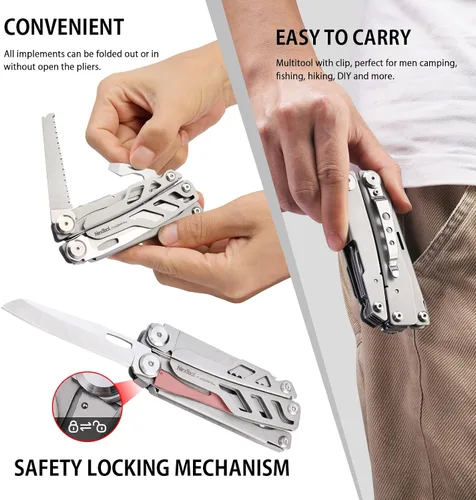 Miniatura 2 de NexTool Flagship Pro Multiherramienta, cuchillo plegable con bloqueo de seguridad, multiherramienta EDC con cuchillo de bolsillo, tijeras