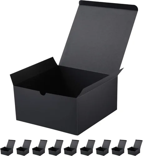 Miniatura 9 de JINMING 10 cajas de regalo 6x6x4 pulgadas, cajas de regalo mate negras a granel para el Día de la Madre, el Día del Padre, fiesta, cumpleaños, cajas