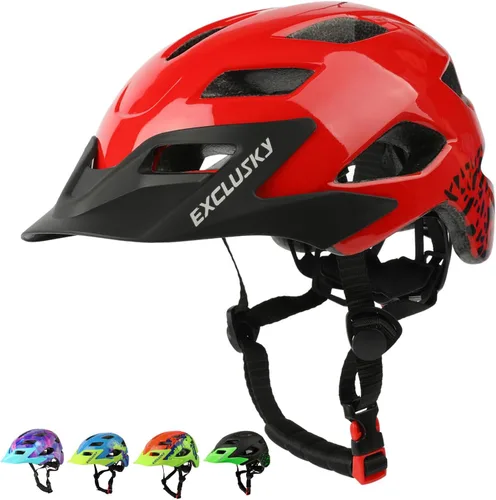 EXCLUSKY - Casco de bicicleta para niños, ajustable, de seguridad, ligero, casco de bicicleta para niños, patinaje, ciclismo, scooter, para niños y