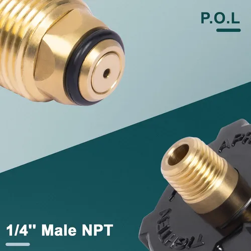 Miniatura 2 de GASPRO Depósito de propano para regulador y manguera, POL x 1/4" macho NPT, exceso de flujo, latón macizo