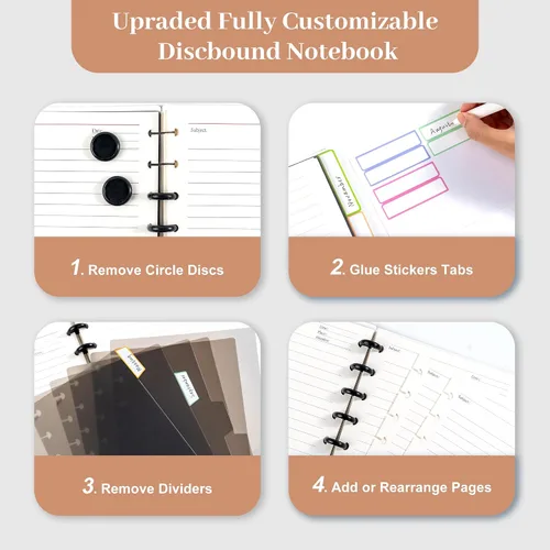Miniatura 6 de Discbound - Cuaderno recargable de 5 materias de 8.6 x 12 pulgadas, diario en espiral personalizable con páginas extraíbles, planificador de 120 2