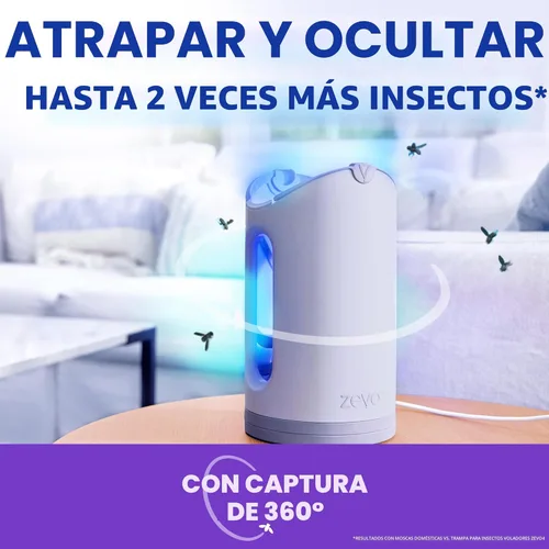 Miniatura 6 de Zevo MAX - Atrapa insectos y trampa para moscas para interiores, trampa de insectos voladores para mosquitos, moscas domésticas y de la fruta, uso