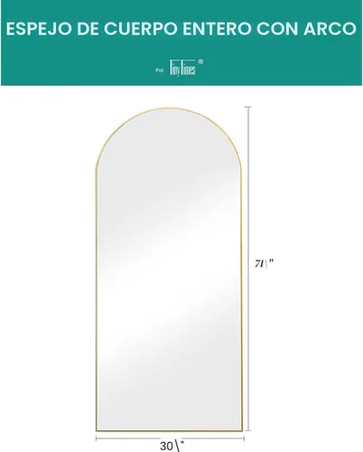 Miniatura 3 de Espejo de 71 x 30 pulgadas, espejo grande de cuerpo completo con arco, espejo de piso con soporte para colgar, espejo grande de tamaño completo