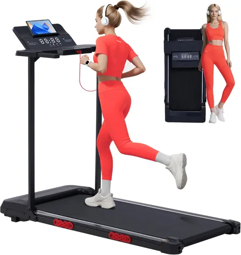 Cinta para caminar eléctrica con manillar, 0.6-10 MPH, caminadora portátil pequeña con asas para el hogar, apartamento, de 3.5 HP, plegable,