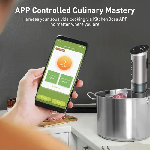 Miniatura 2 de KitchenBoss Wifi Sous Vide Cooker: Circulador de inmersión ultrasilencioso Sous Vide Control APP 1100W, IPX7 Impermeable Sous-vide Precision Cooker