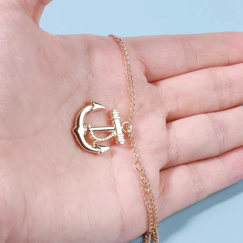 Miniatura 4 de Pulsera bohemia de ancla esclava, pulsera de dedo de oro, pulsera de anillo vintage, anillo de capas, pulsera de muñeca retro arnés de mano cadena
