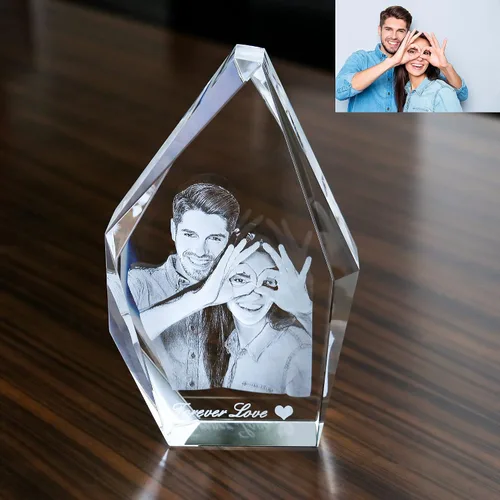 Miniatura 4 de Marco de fotos personalizado grabado en 3D grabado en el interior del cristal con imagen para Navidad, día de San Valentín, boda, día de la madre