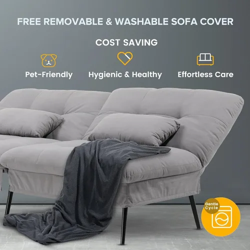 Miniatura 6 de COMHOMA Sofá cama convertible, sofá de tela de 68 pulgadas con respaldo ajustable, sofá biplaza reclinable, sofá cama, muebles de sala de estar