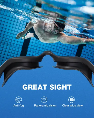 Miniatura 6 de ZIONOR G1 Lite - Gafas de natación polarizadas con 3 pares de tapones para los oídos, gafas de natación con protección UV antivaho para adultos, A3