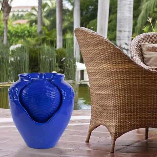 Miniatura 4 de Pure Garden - Fuente de agua para frascos, para interiores o exteriores, con aspecto de cerámica, función de agua de resina con bomba eléctrica