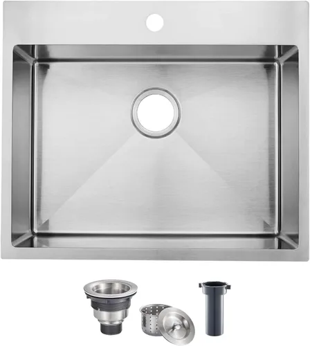 Miniatura 10 de 15x15 Inch Drop In Bar Sinks, Top Mount Handmade Single Bowl Small Kitchen Sink, 16 Gauge Stainless Steel Brushed Nickel for Wet Bar Prep RV Outdoor