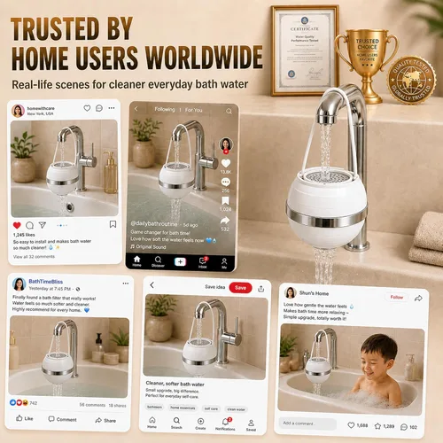 Miniatura 2 de Filtro de baño para bañera, filtro de baño de 8 etapas, elimina cientos de contaminantes, sin BPA, purifica tu agua de baño para una piel y cabello