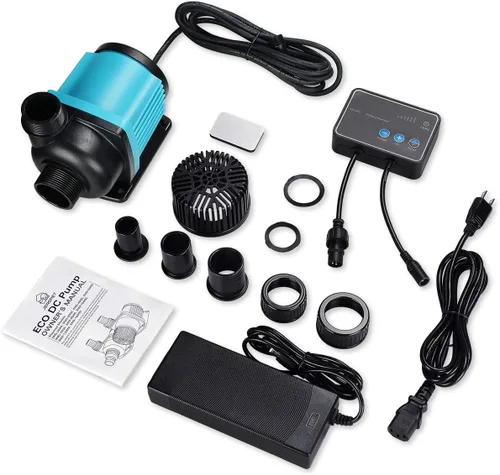 Miniatura 3 de 2640GPH 75W Bomba de agua para acuario de 24V CC con controlador, bomba sumergible y de retorno en línea de 18 pies de elevación para pecera