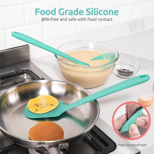 Miniatura 4 de Utensilios de cocina resistentes al calor de 600ºF: U-Taste Juego de herramientas de cocina de silicona extra largas de 13.6 pulgadas, espátula (3)