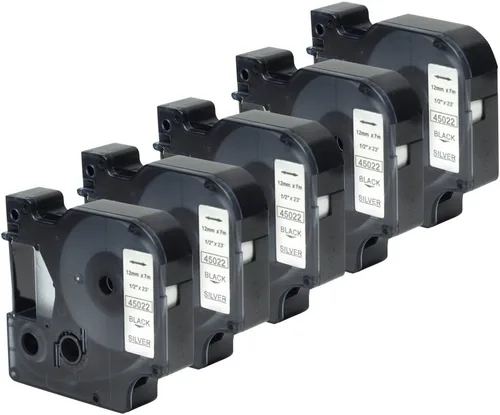 Miniatura 10 de Paquete de 2 casetes de etiquetas D1 45022 negro sobre plata compatible con cartucho de etiquetado Dymo compatible con LabelManager 160 280 PnP